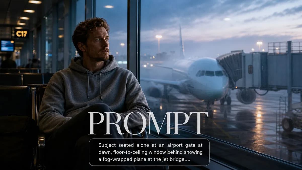 Dawn Airport Gate example created for GPT Image 2 in 16:9
