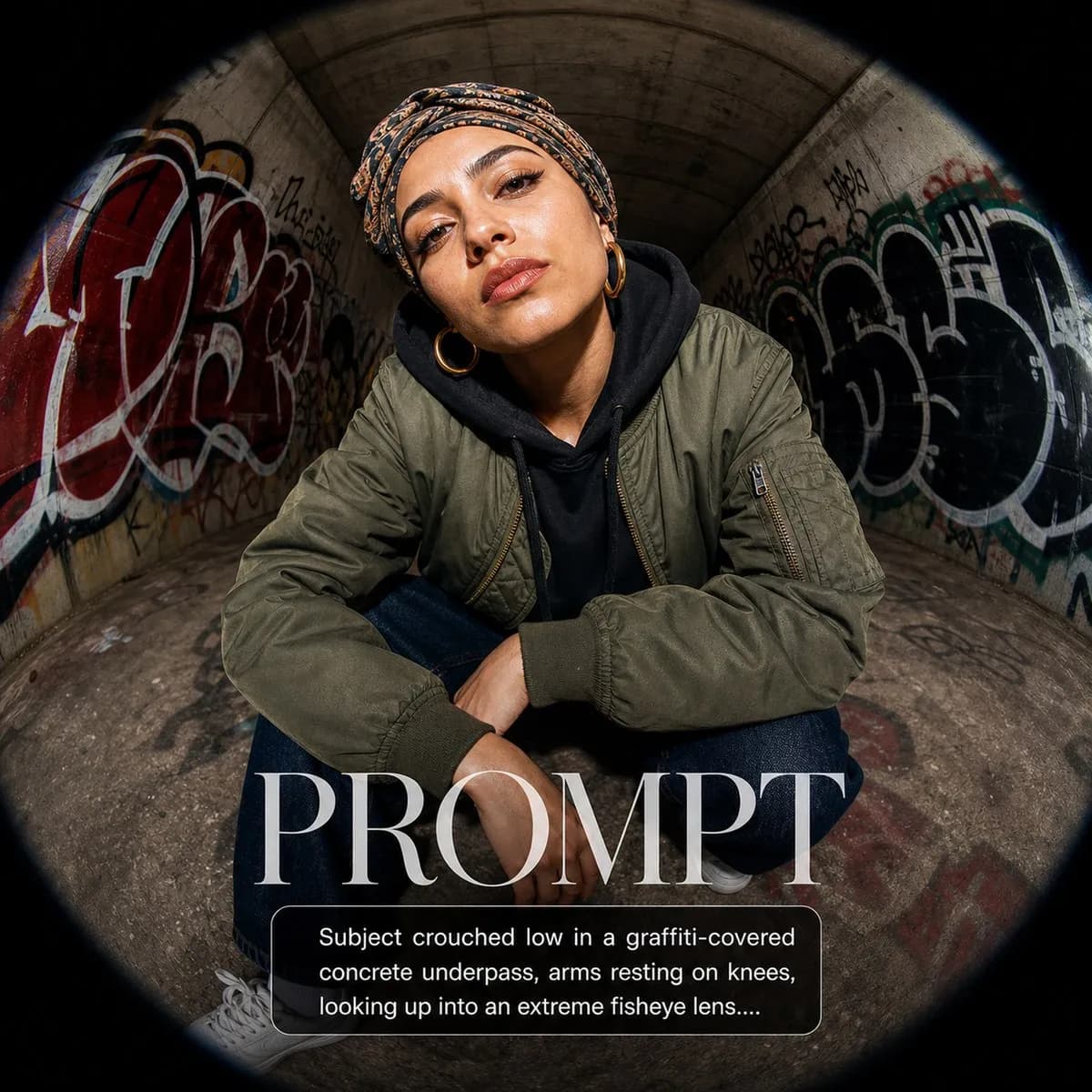 Fisheye Streetwear Drop example created for GPT Image 2 in 1:1