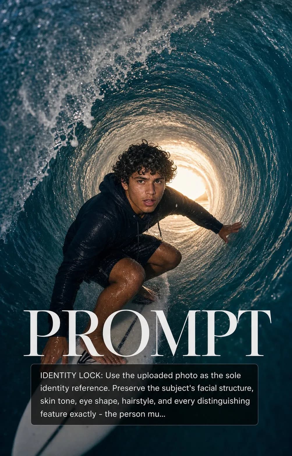 Surfer Barrel Ride Pipeline example image