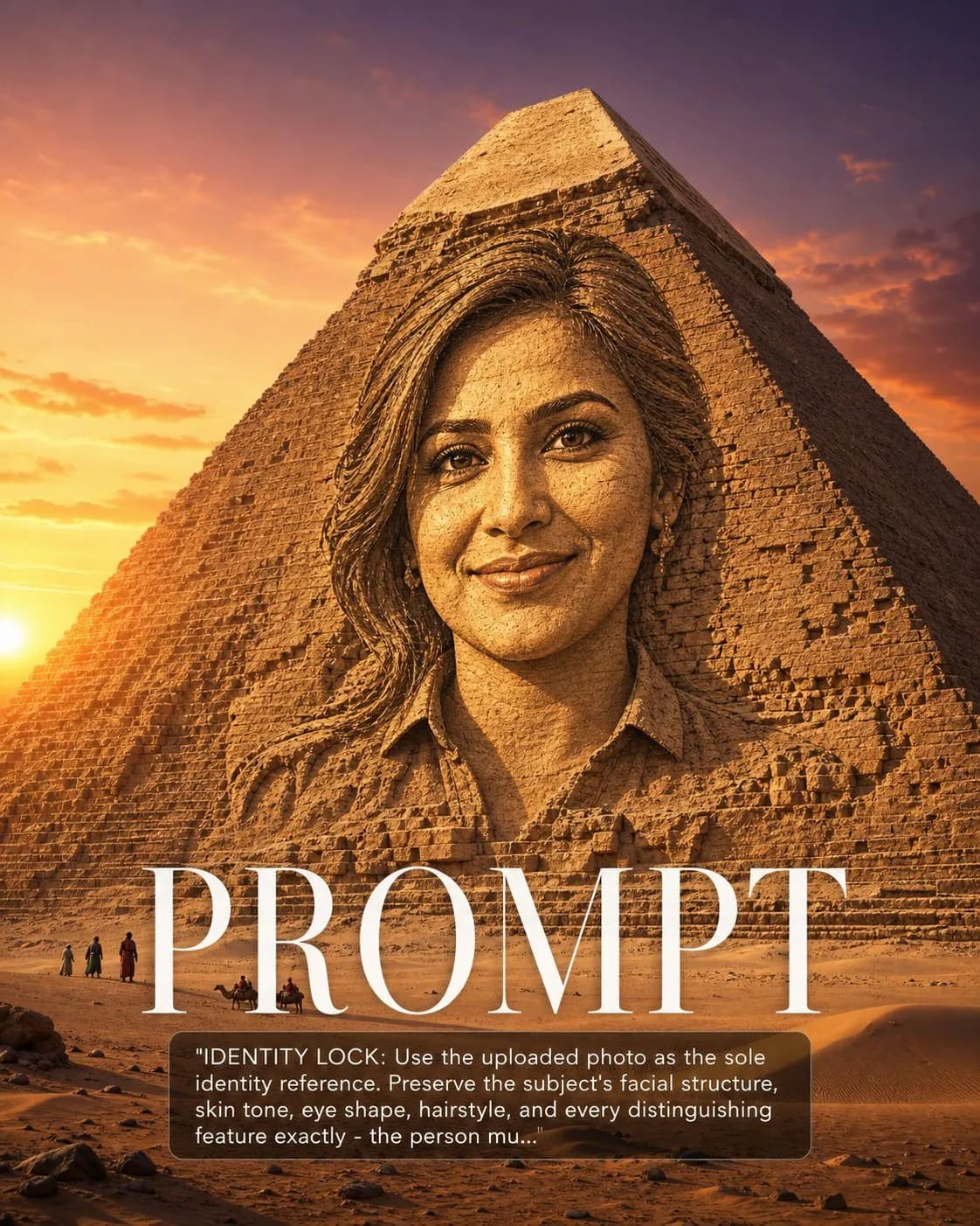 Portrait on Ancient Pyramid Face example image
