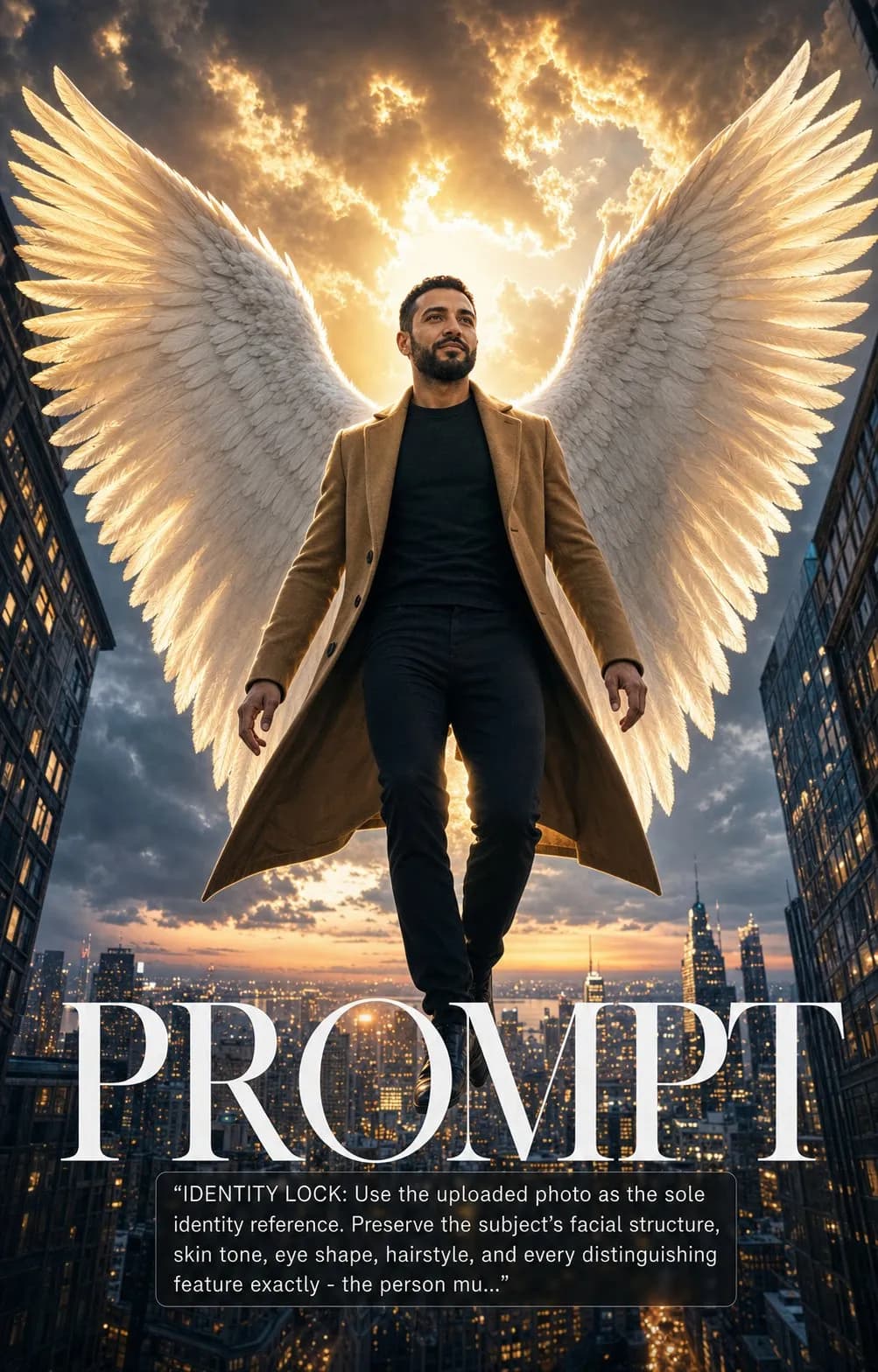 Angel Descending Over City at Dusk example image