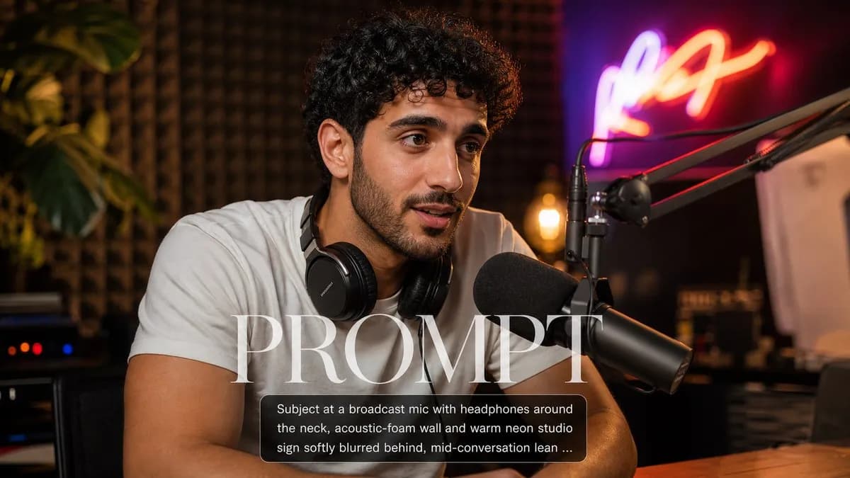 Podcast Studio Press Photo example created for GPT Image 2 in 16:9