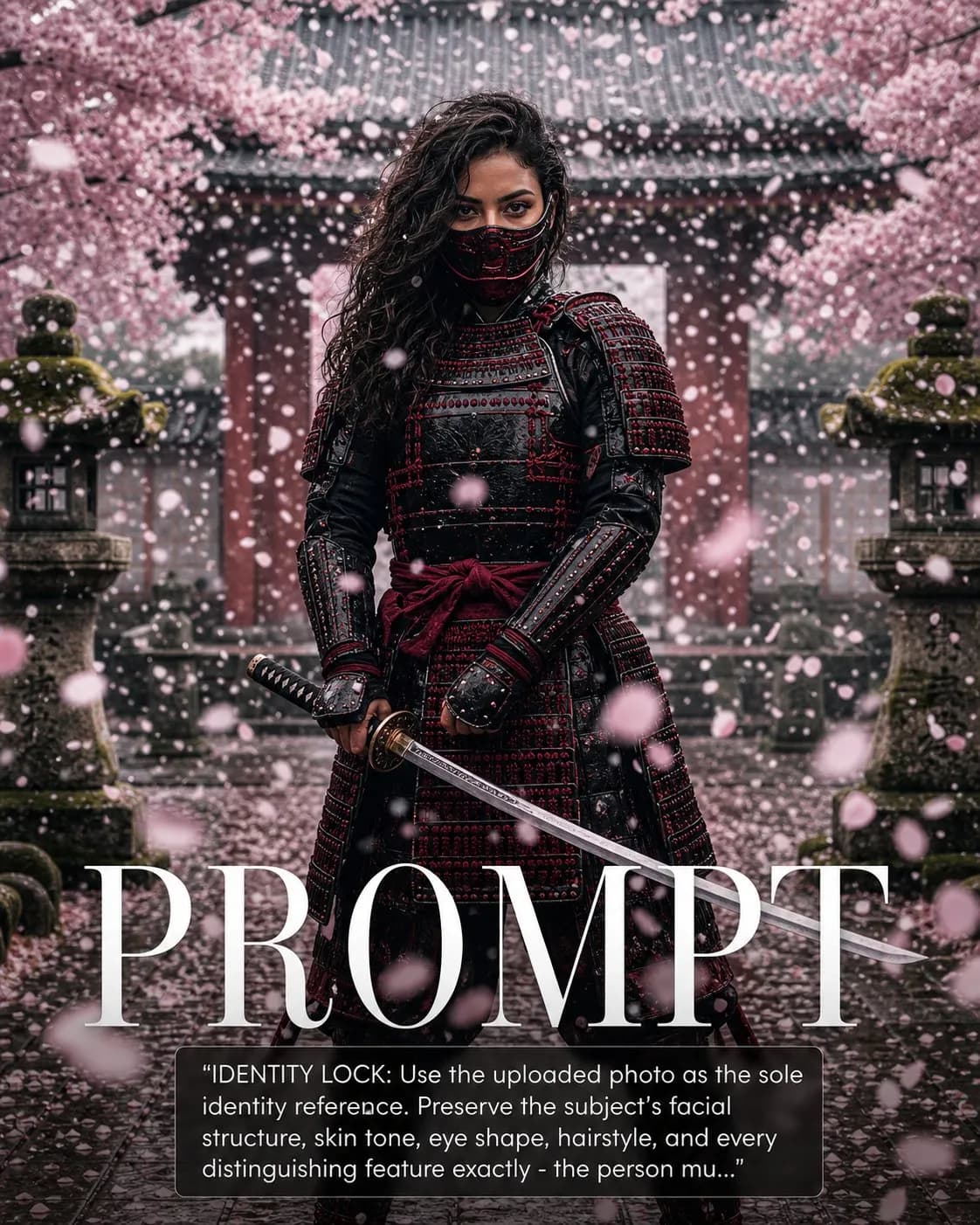 Samurai in Cherry Blossom Storm example image