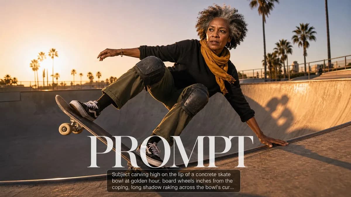 Golden Hour Skate Bowl example created for GPT Image 2 in 16:9