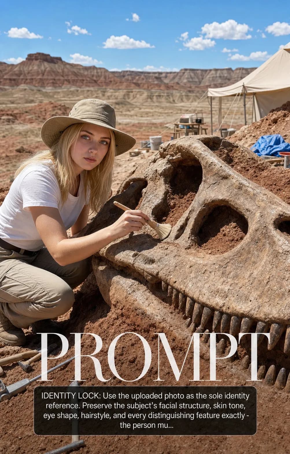 Paleontologist with Dinosaur Skull