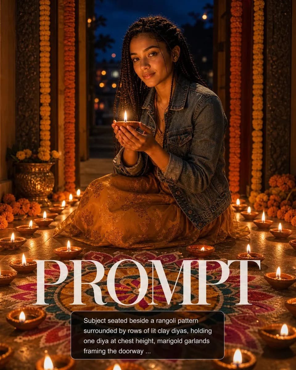 Diya Light Diwali Portrait example created for GPT Image 2 in 4:5