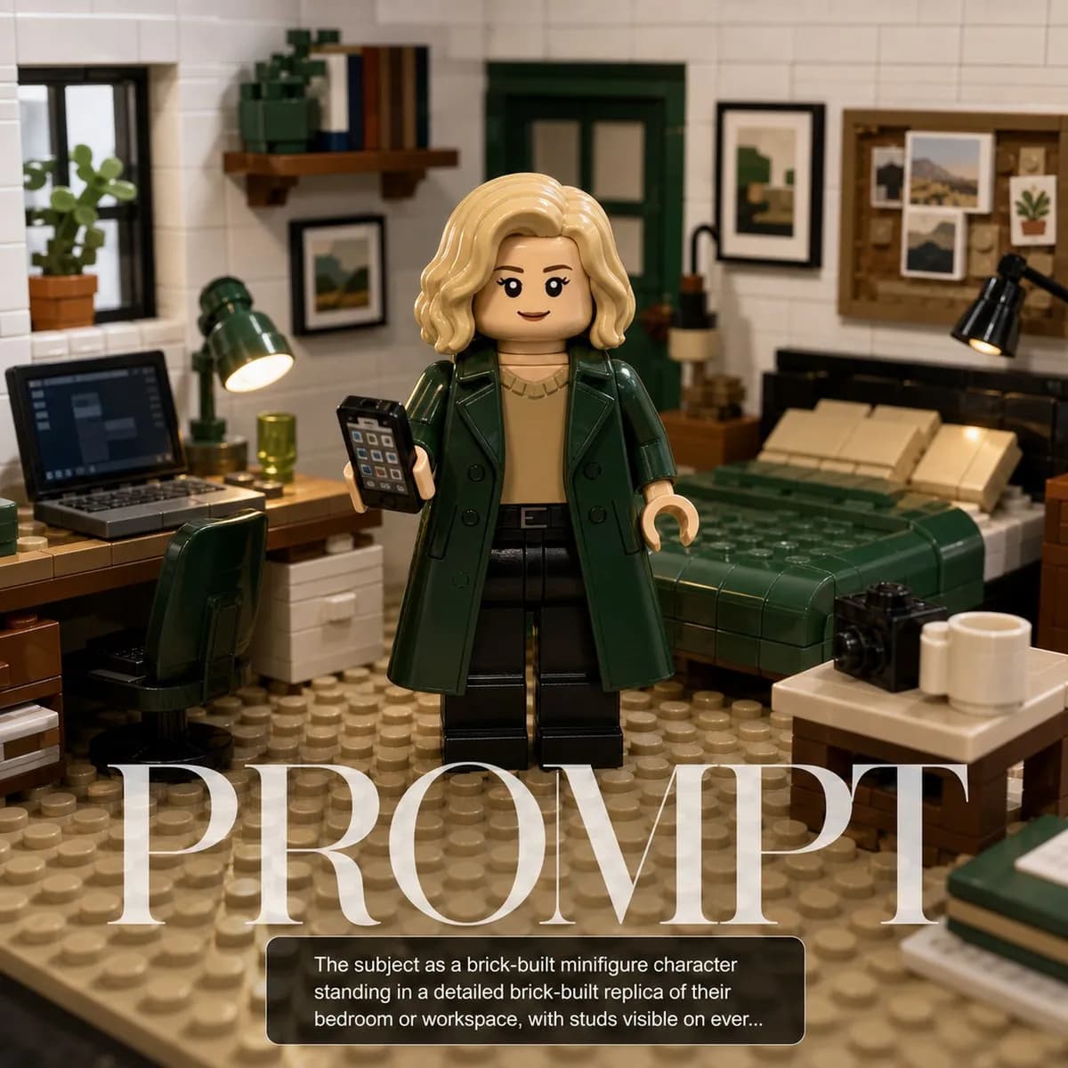 LEGO-Style Minifig Diorama example created for GPT Image 2 in 1:1