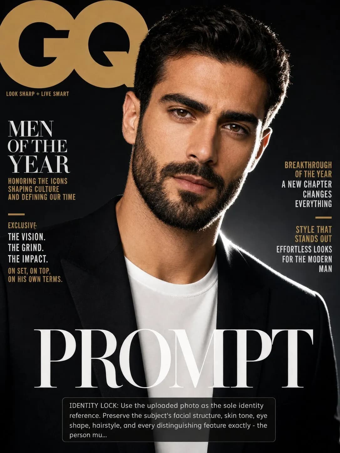GQ Men of the Year Cover example created for GPT Image 2 in 3:4