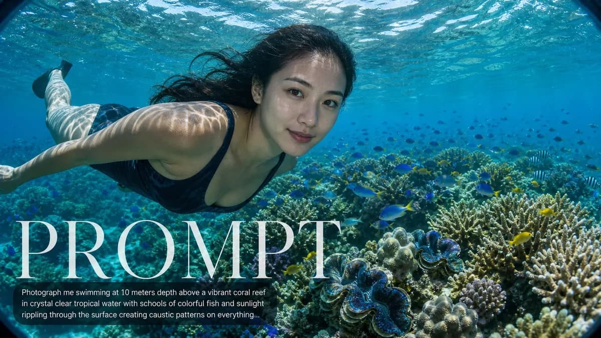 Underwater Portrait: Reef Dive example created for GPT Image 2 in 16:9
