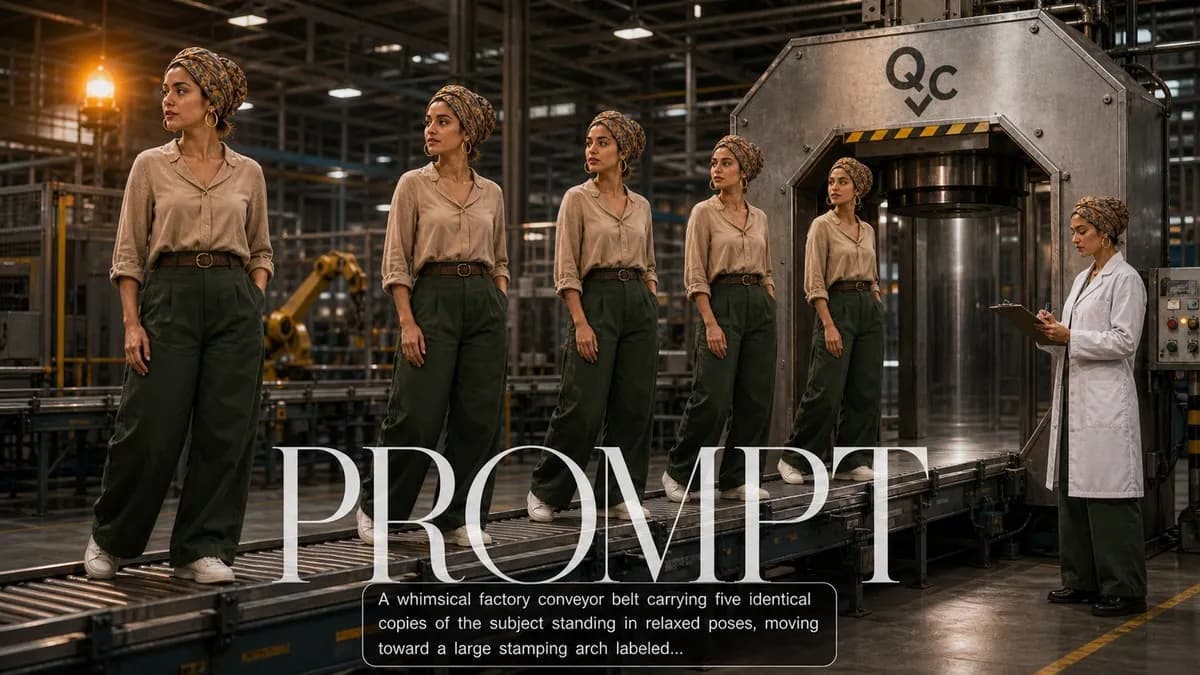 Assembly Line of You example created for GPT Image 2 in 16:9