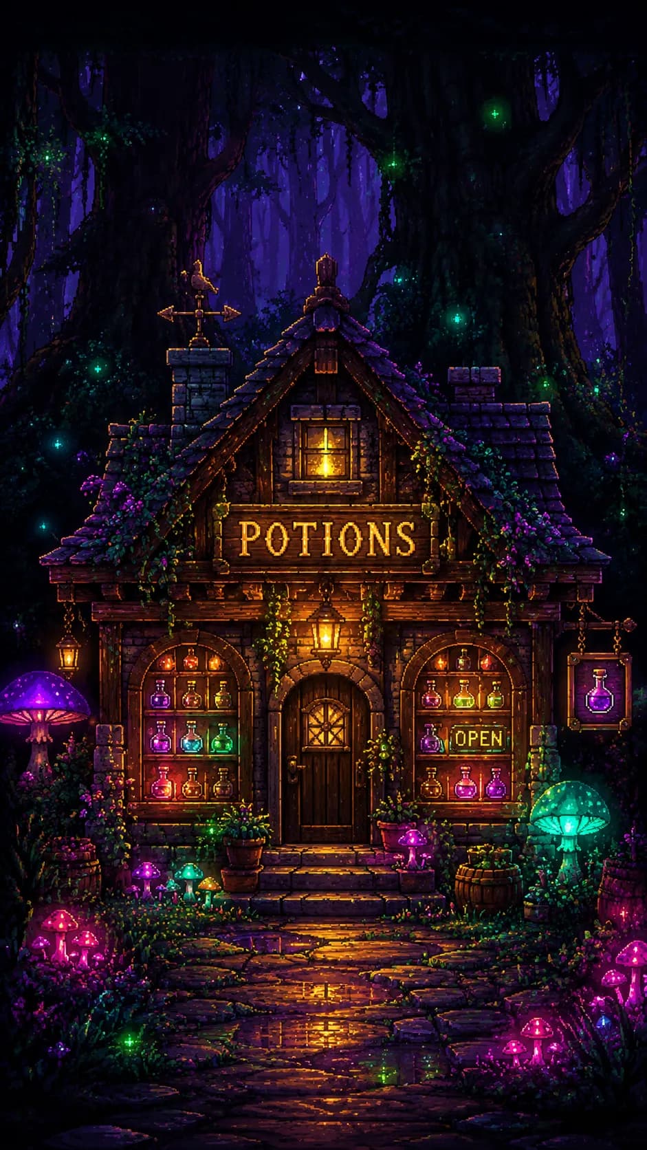 16-Bit Magical Potion Shop Pixel Art example created for GPT Image 2 in 9:16