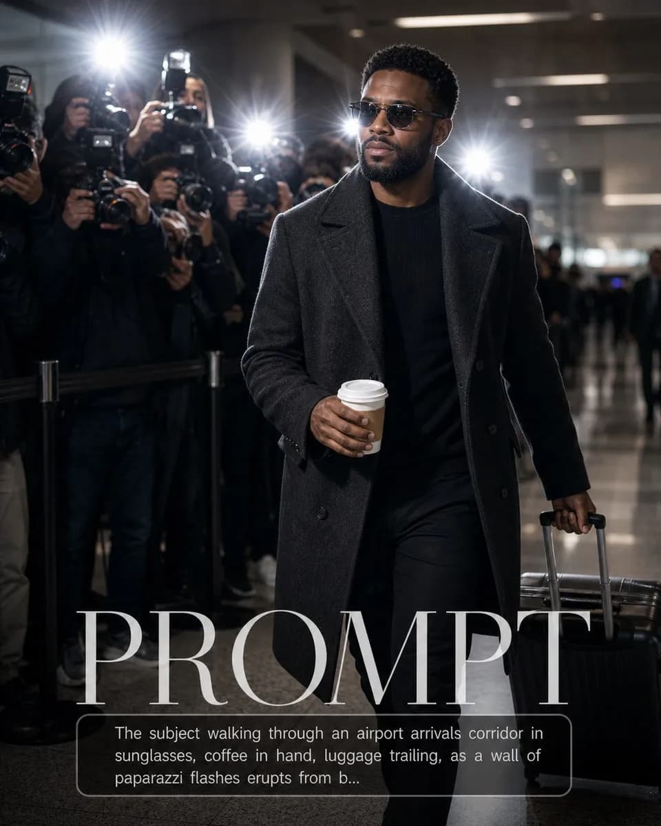 Airport Paparazzi Flash Storm example created for GPT Image 2 in 4:5