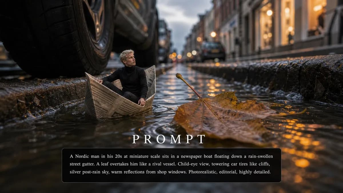 Paper Boat Passenger example created for GPT Image 2 in 16:9