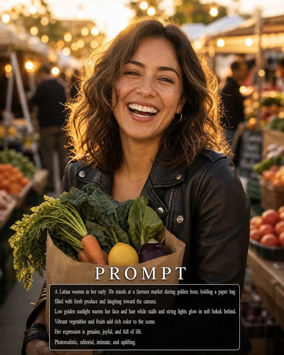 Farmers Market Golden Hour example created for GPT Image 2 in 4:5