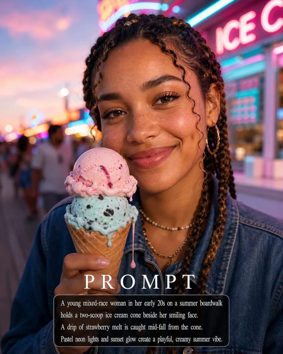 Ice Cream Neon Summer