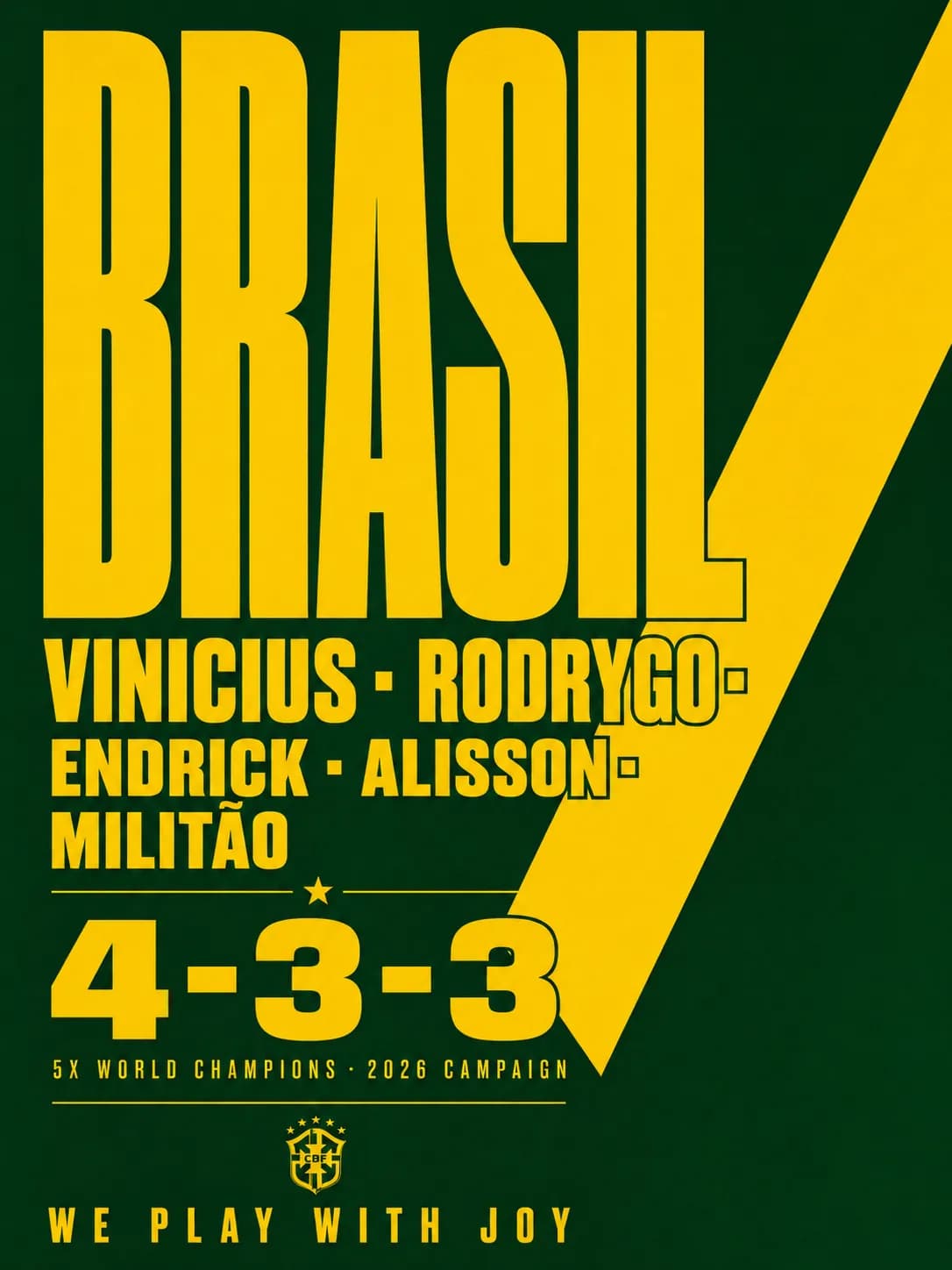 Brazil National Team 2026 World Cup Poster Design example created for GPT Image 2 in 3:4