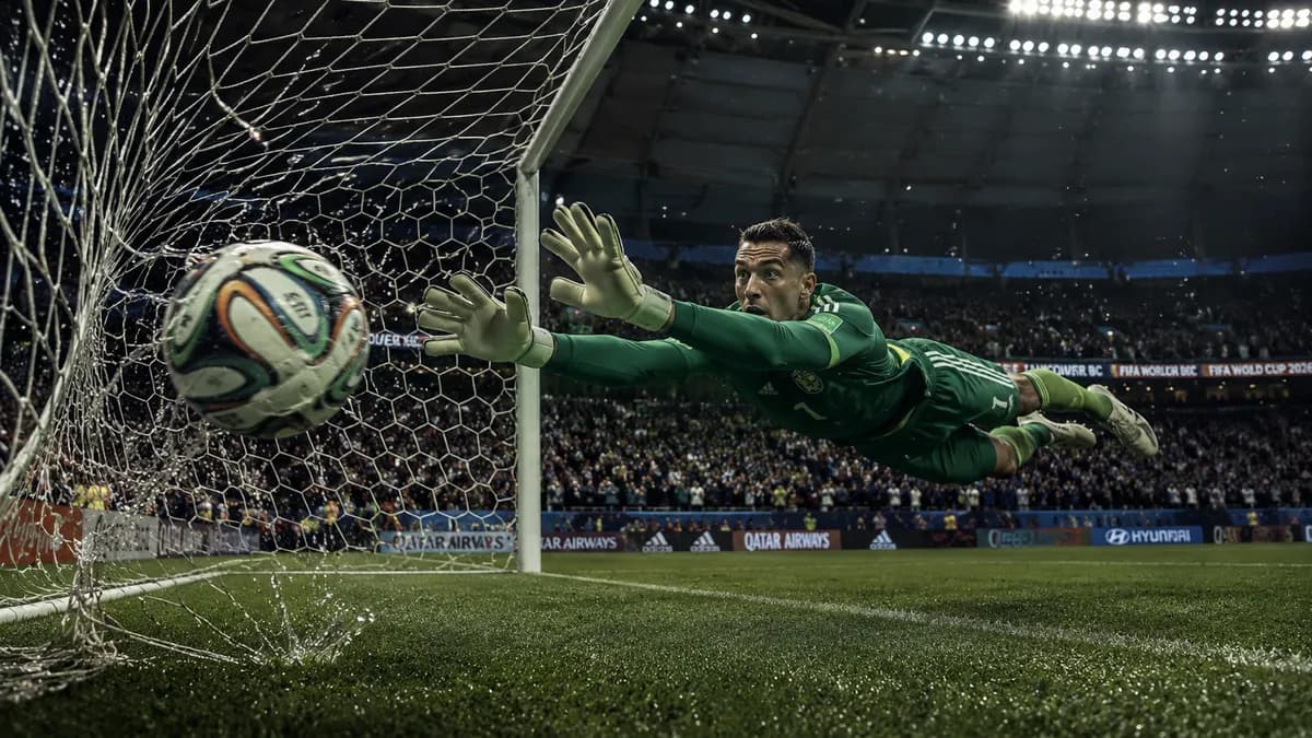 Cinematic Goalkeeper Dive Soccer Goal Action Shot example created for GPT Image 2 in 16:9