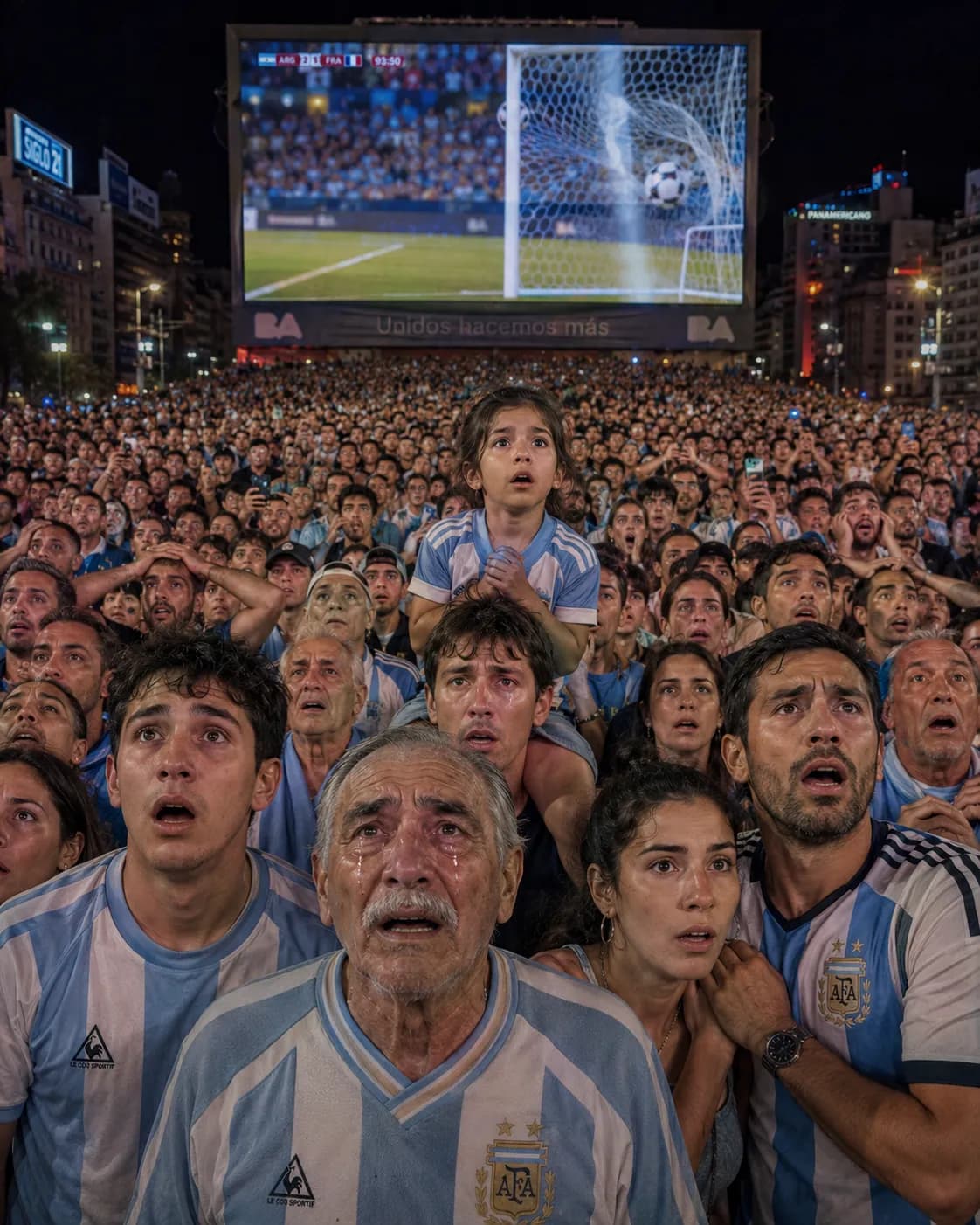 Emotional Argentina Football Fans World Cup Crowd example created for GPT Image 2 in 4:5