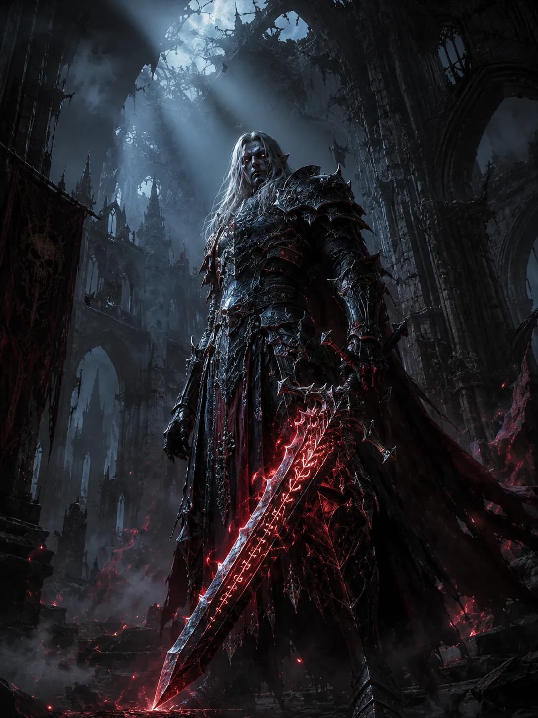 Grimdark Gothic Knight Concept Art example created for GPT Image 2 in 16:9