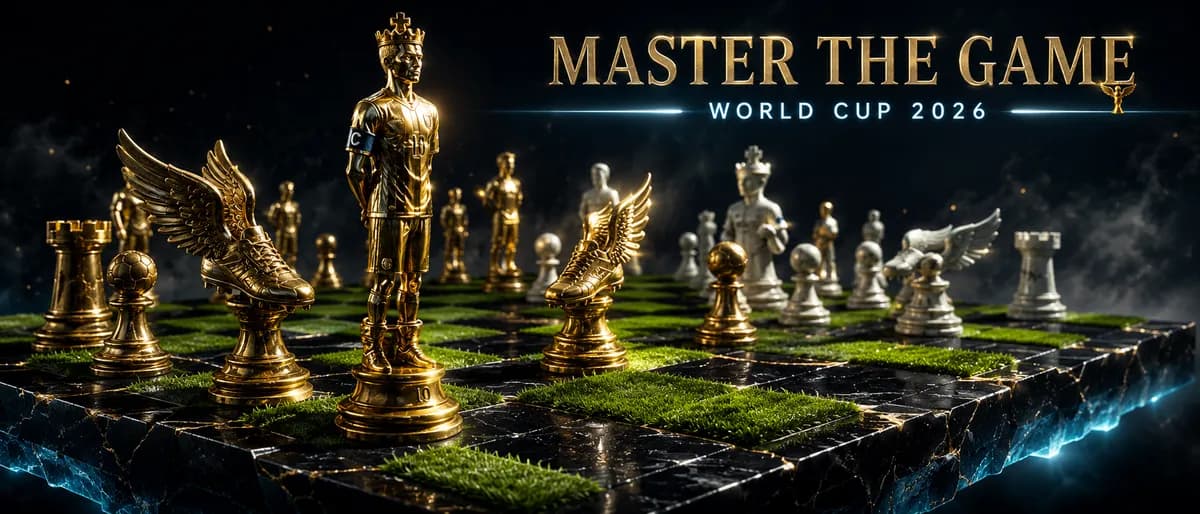 "Master The Game" World Cup 2026 Chess Board Poster example created for GPT Image 2 in 21:9