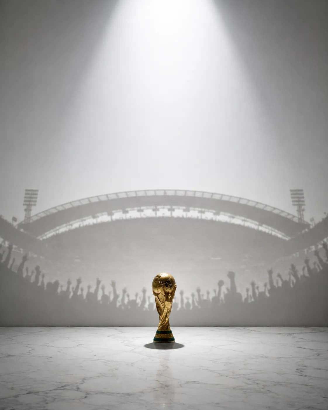 Minimalist World Cup Trophy Stadium Shadow Poster example created for GPT Image 2 in 4:5