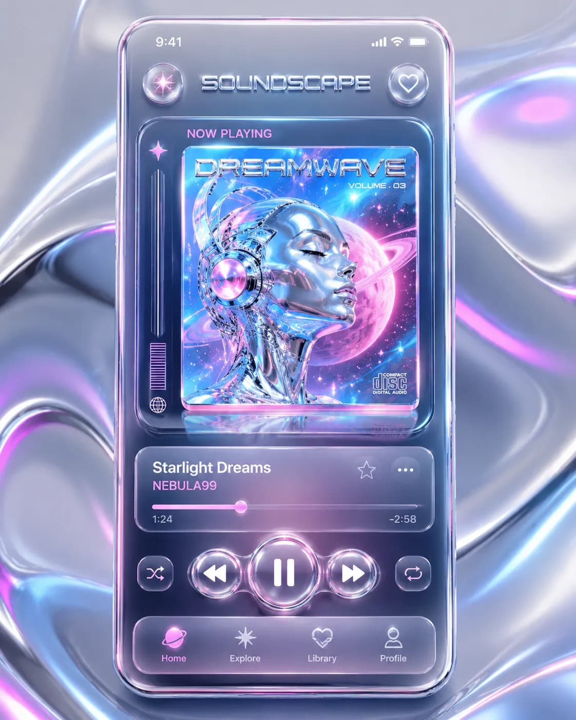 Neo-Y2K Music App UI Mockup