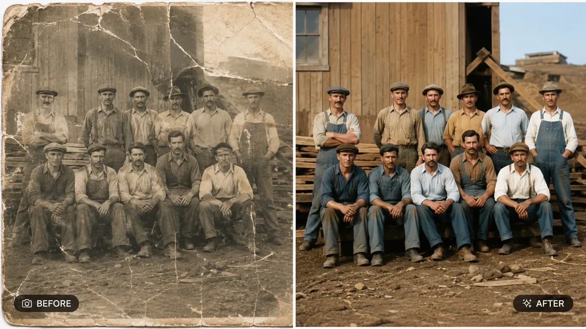 Restore and Colorize Old Photo example created for GPT Image 2 in 16:9