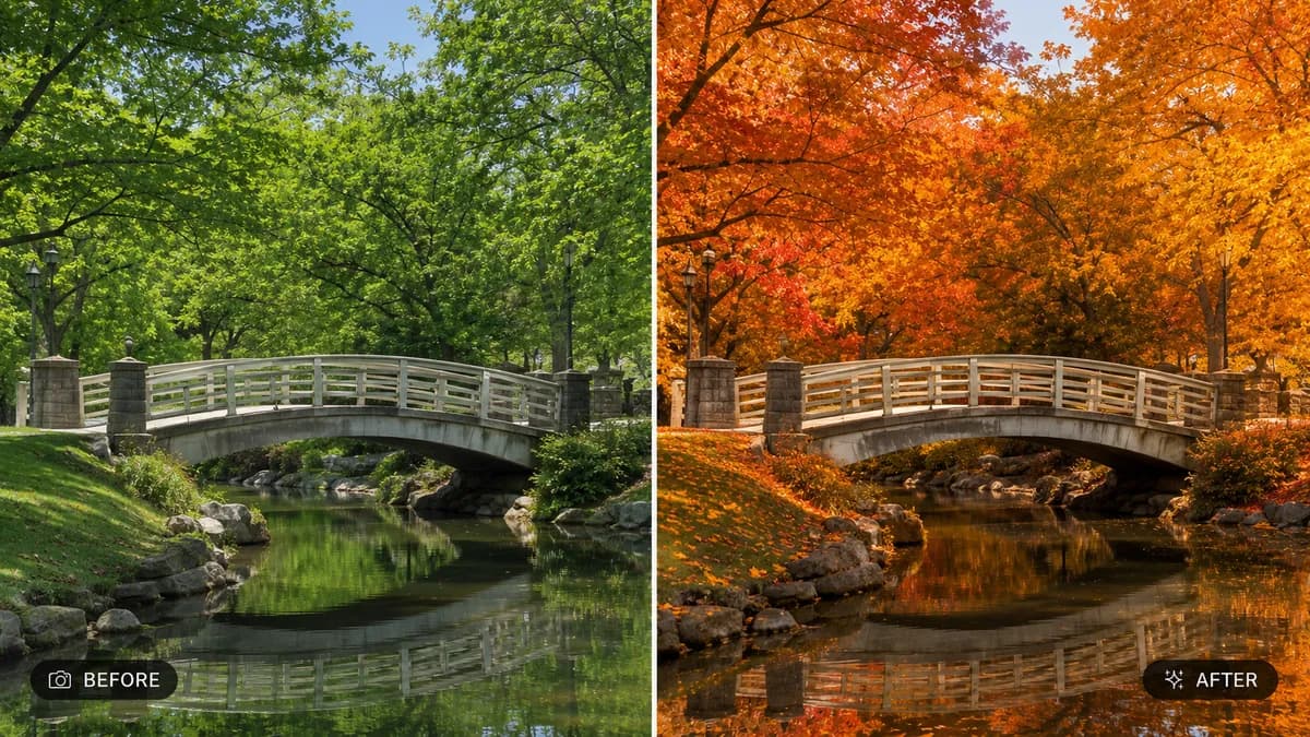 Change Season in Photo Summer to Autumn Winter Spring example created for GPT Image 2 in 16:9