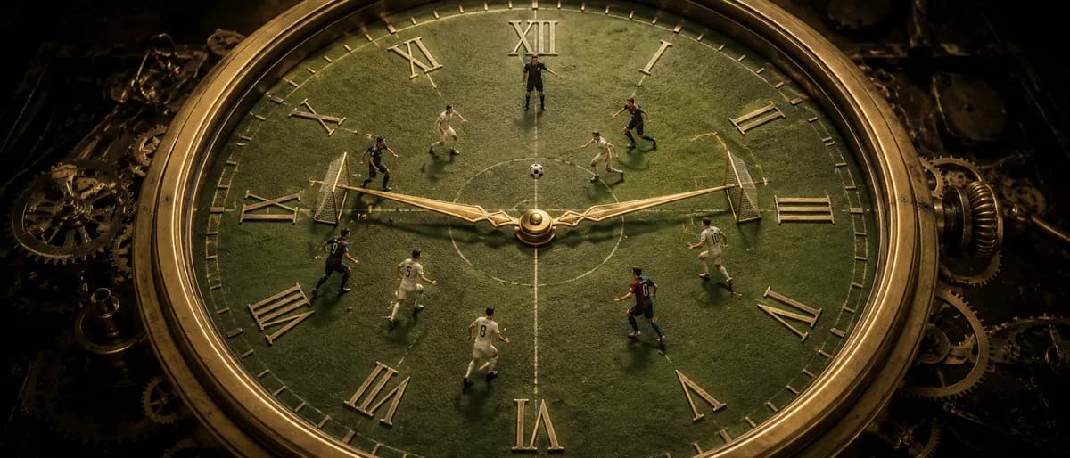 Surreal Pocket Watch Clockwork Football Pitch example created for GPT Image 2 in 21:9