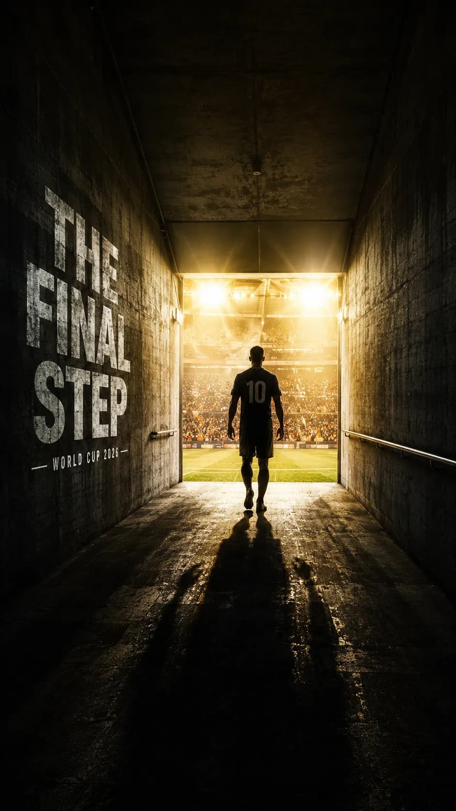 "The Final Step" Stadium Tunnel World Cup Poster example created for GPT Image 2 in 9:16