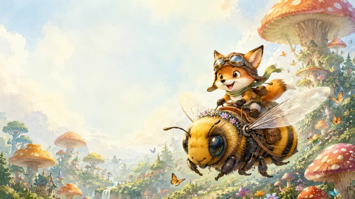 Whimsical Children’s Book Cover Fox & Bumblebee Adventure