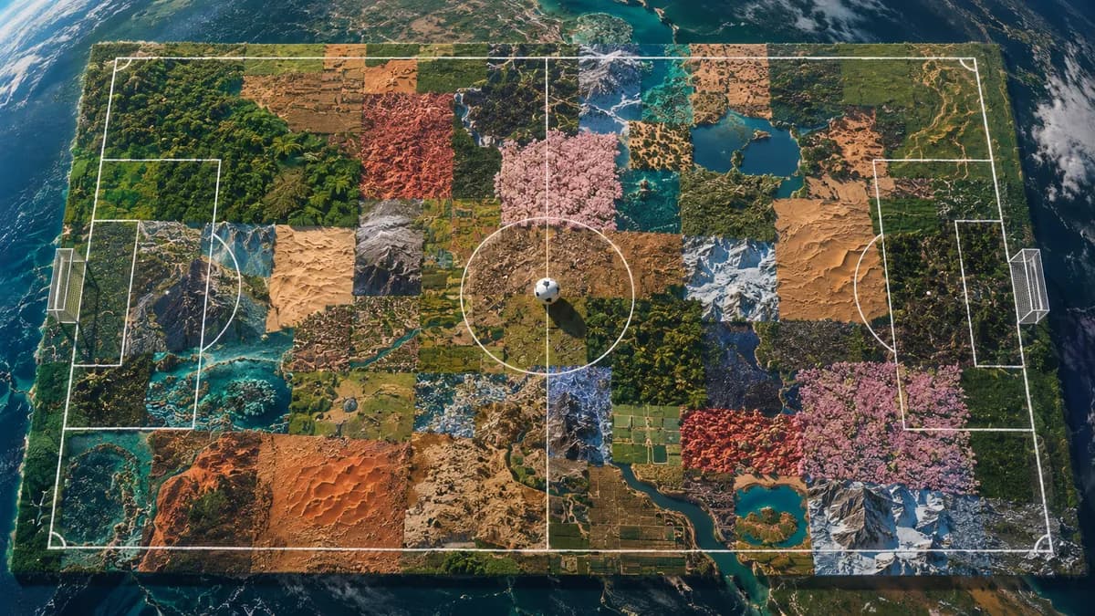 48 Nations World Cup Pitch Satellite View Art