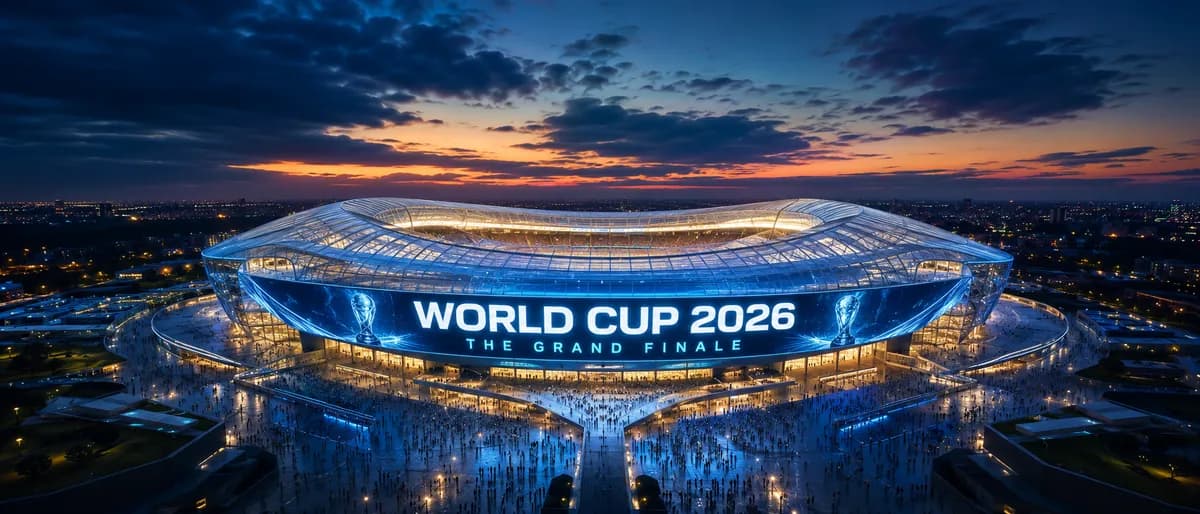 Cinematic World Cup 2026 Grand Finale Stadium Aerial Dusk Wallpaper
