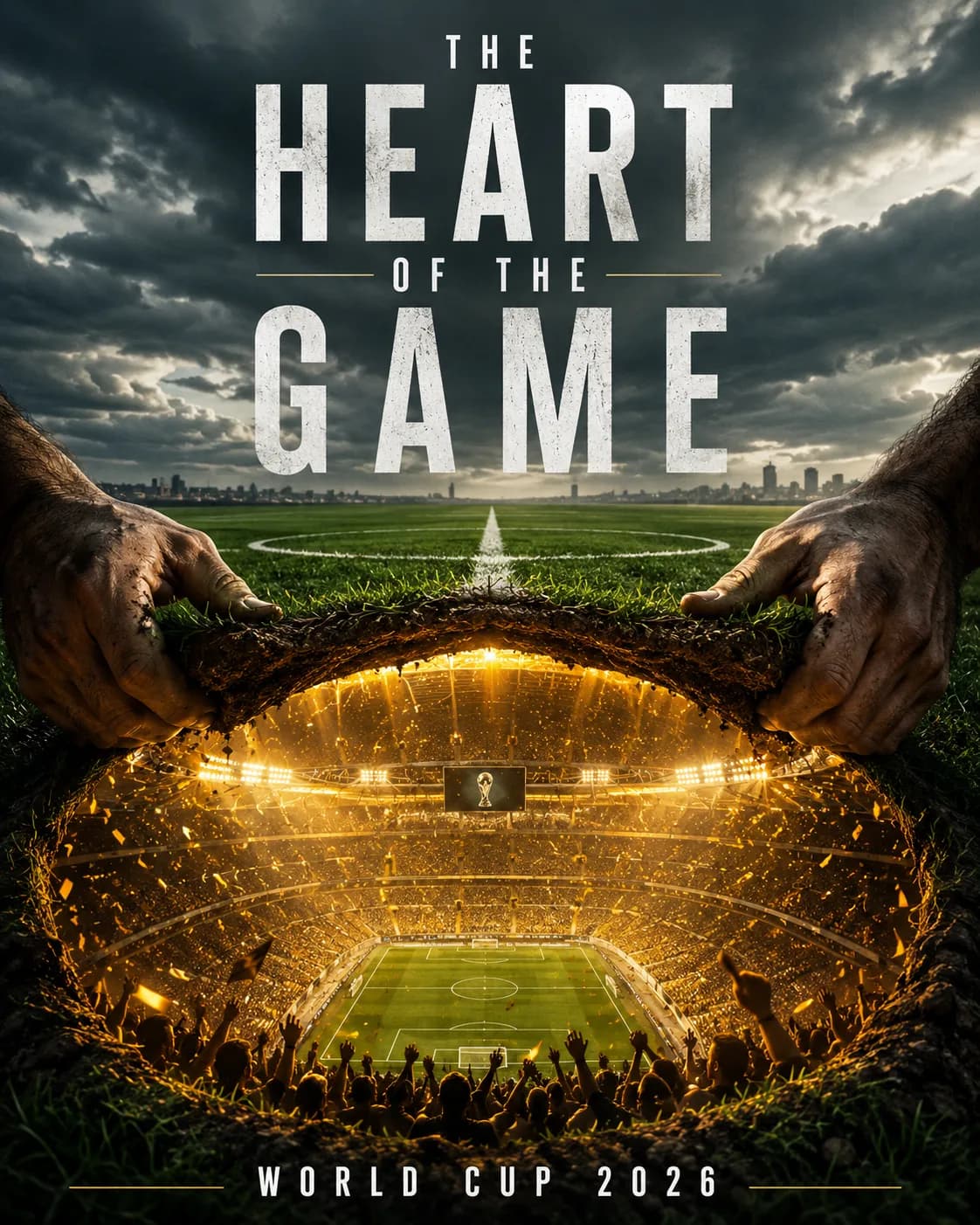 Conceptual "The Heart of the Game" World Cup 2026 Stadium Poster
