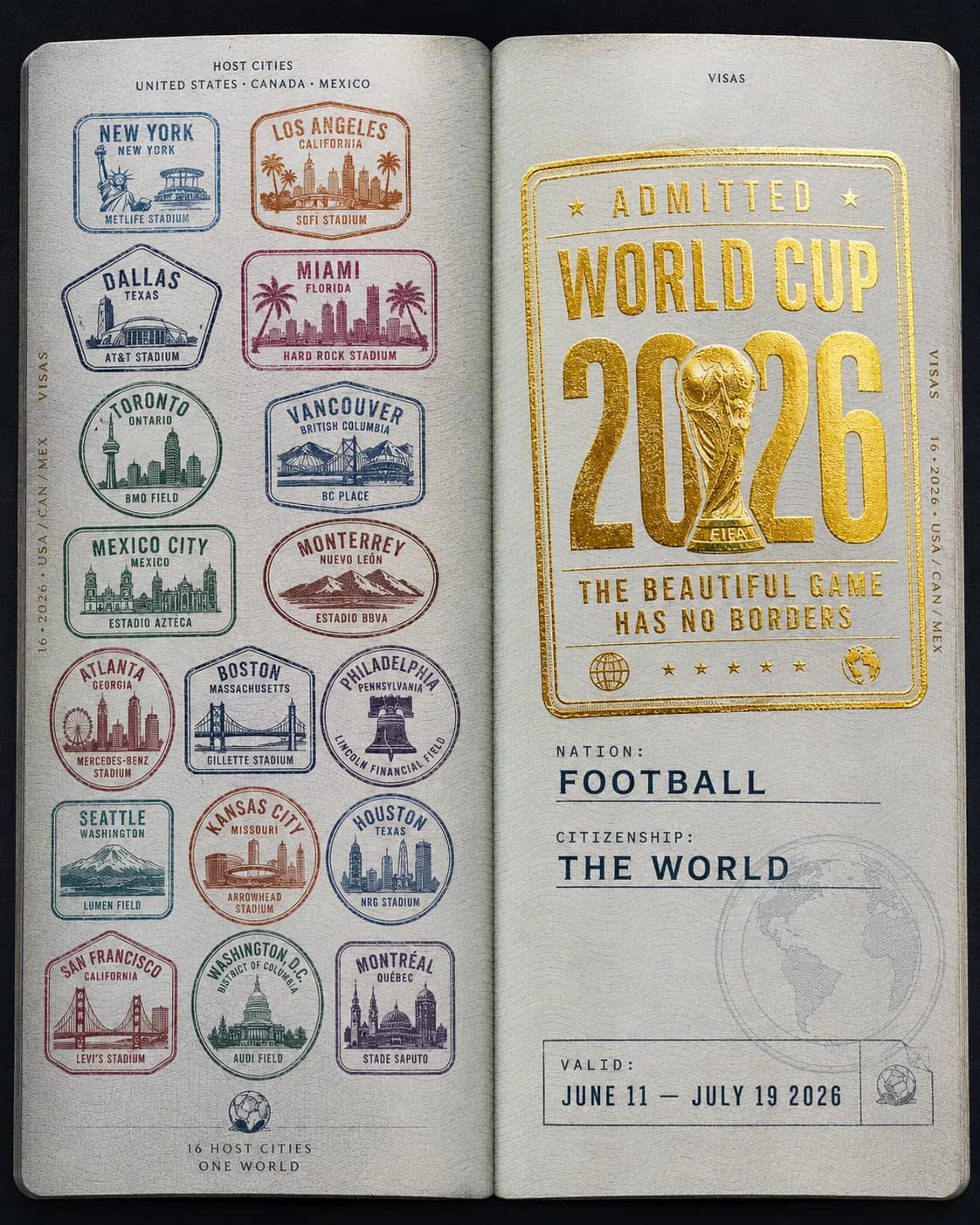 FIFA World Cup 2026 Host Cities Passport Infographic