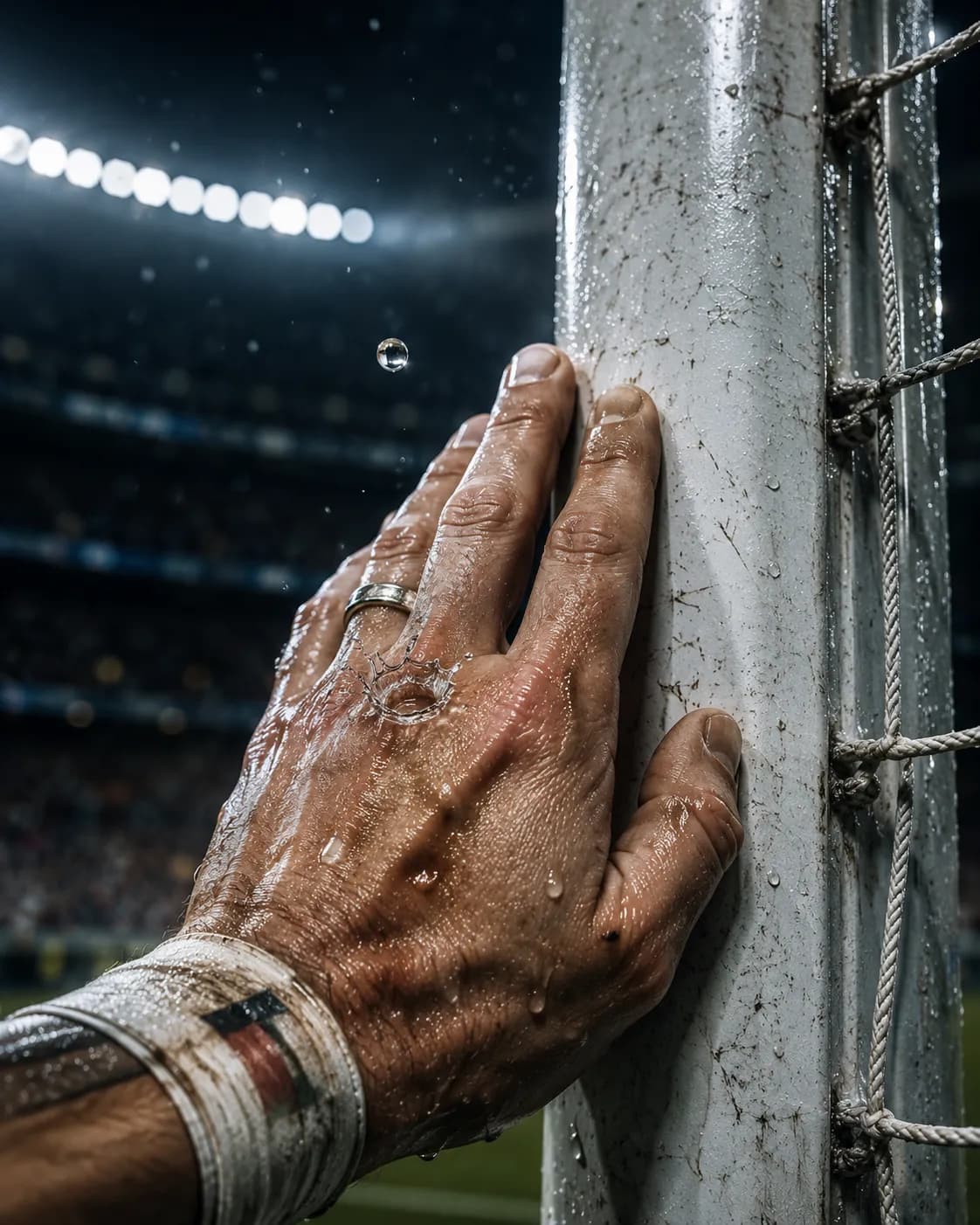 Goalkeeper Hands Post Penalty Miss World Cup Emotion