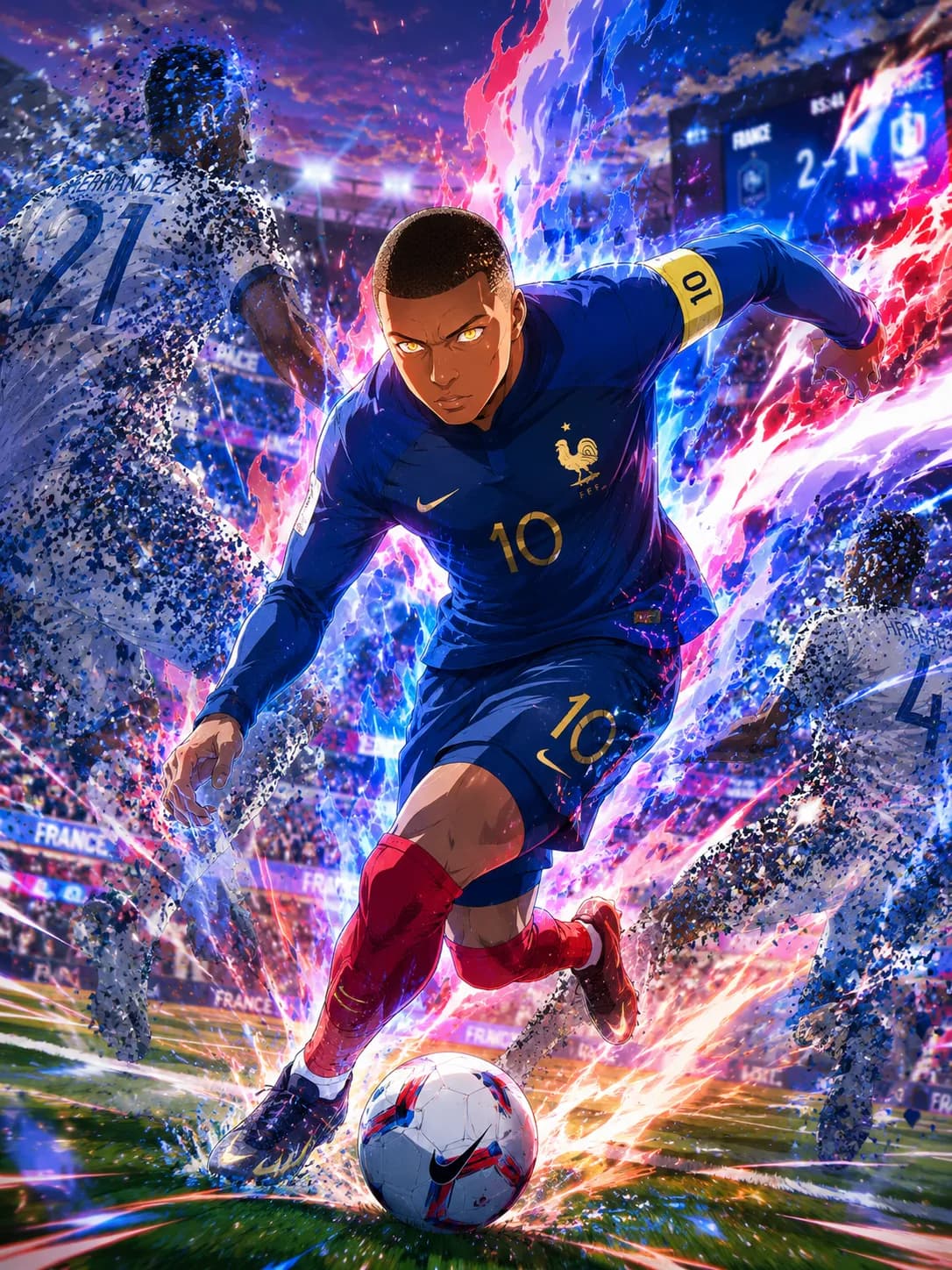 Mbappe France Anime Style World Cup Speed Art example created for GPT Image 2 in 3:4