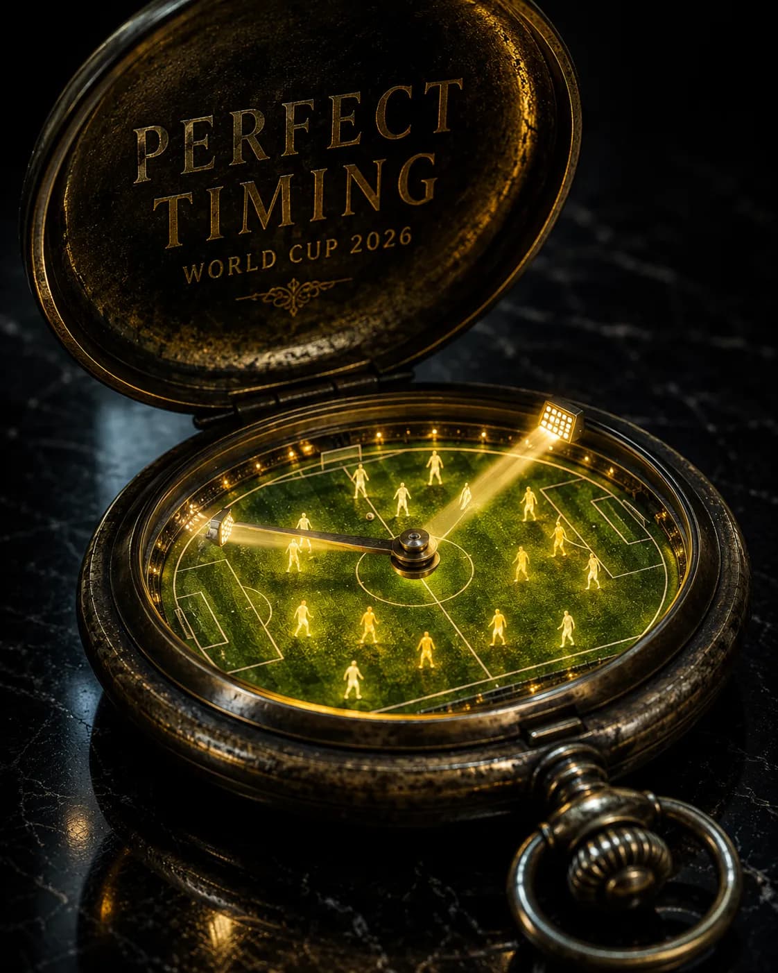 "Perfect Timing" World Cup 2026 Pocket Watch Stadium Poster