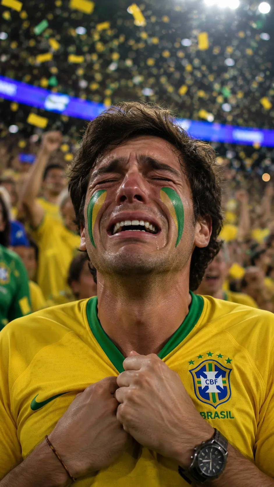 Brazilian Fan Tears of Joy World Cup 2026 Stadium
