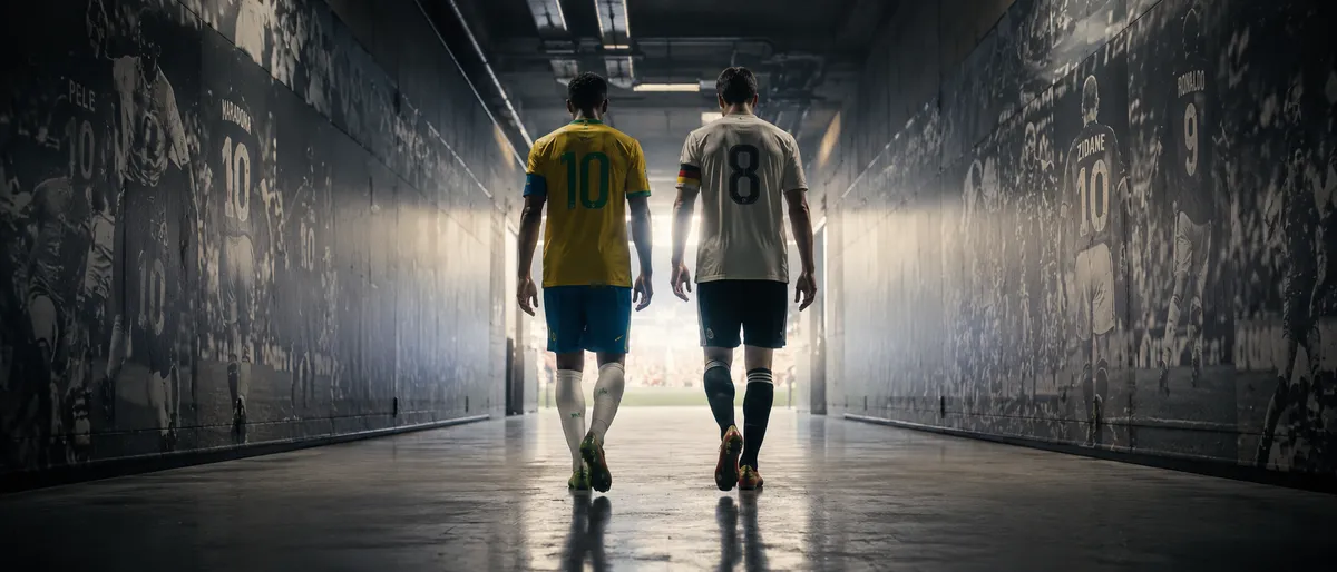 Cinematic Brazil and Germany Players Stadium Tunnel Walk