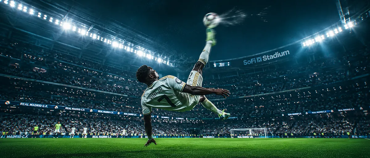 Cinematic Vini Jr Bicycle Kick SoFi Stadium Wallpaper