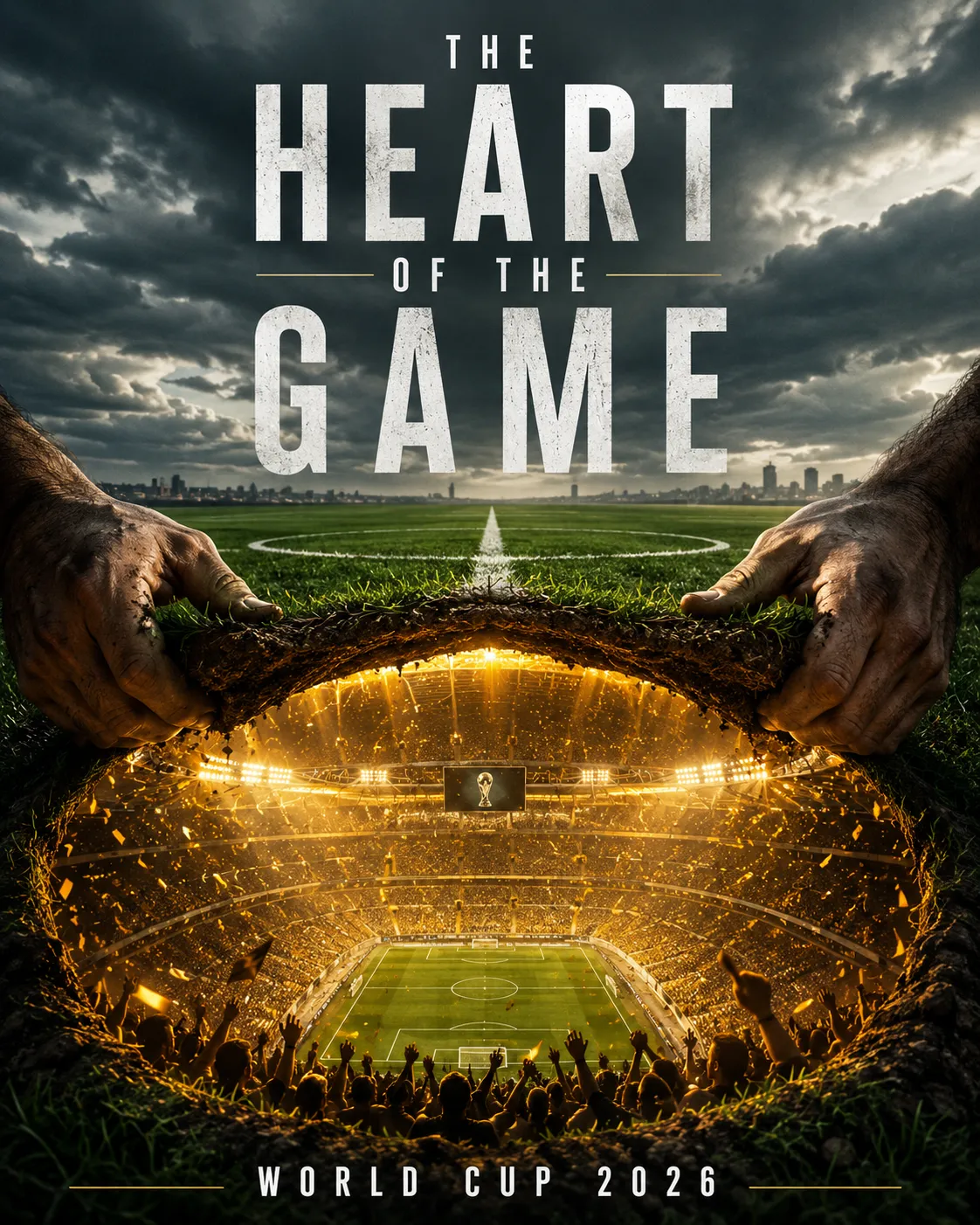 Conceptual "The Heart of the Game" World Cup 2026 Stadium Poster
