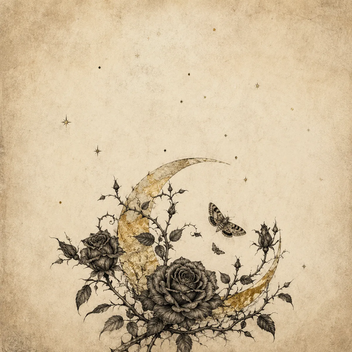 Dark Fae Golden Age Thorny Rose Moon Square Wallpaper