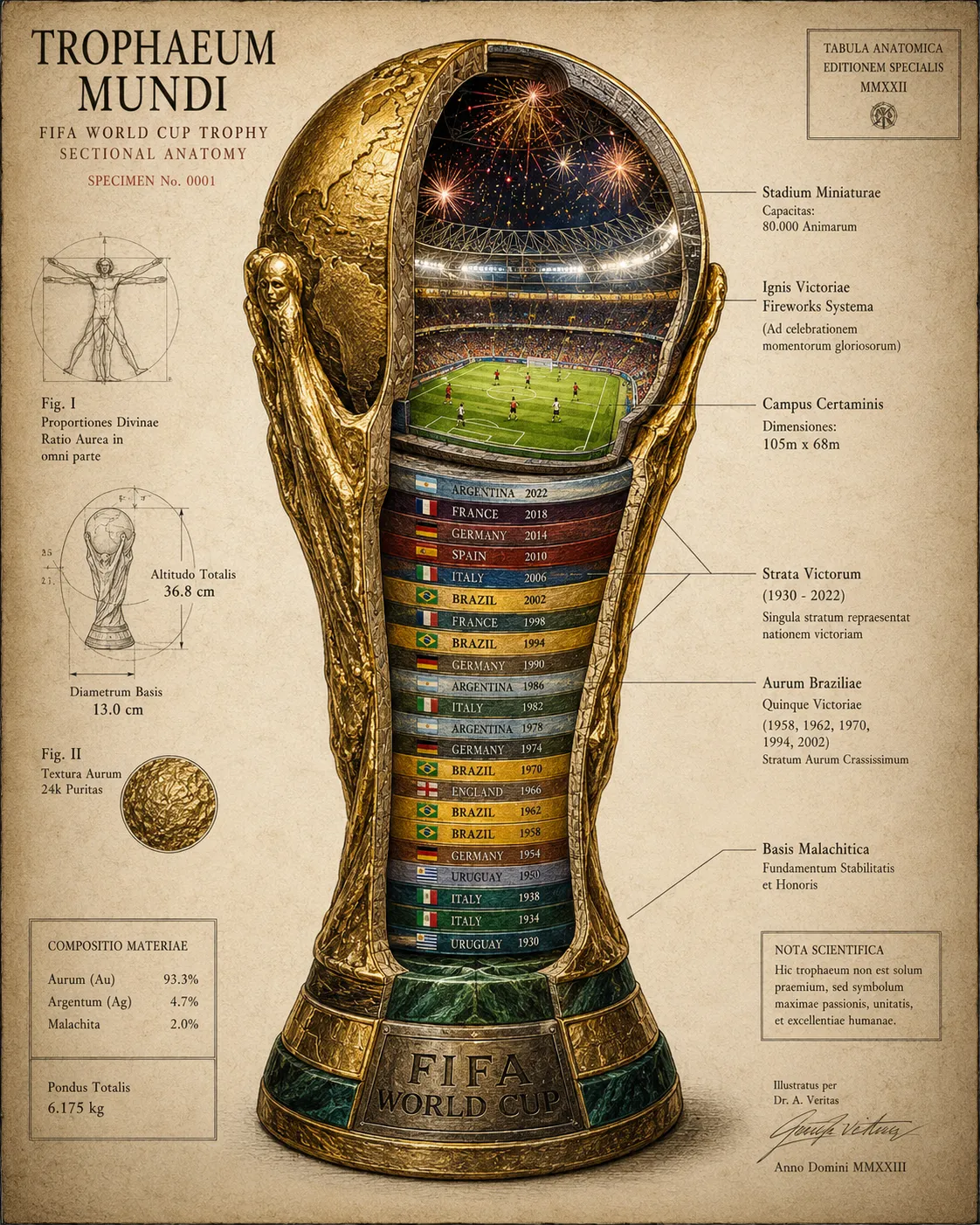 FIFA World Cup Trophy Cross Section Scientific Illustration