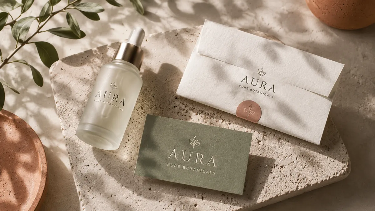 Minimalist Botanical Skincare Brand Identity Mockup