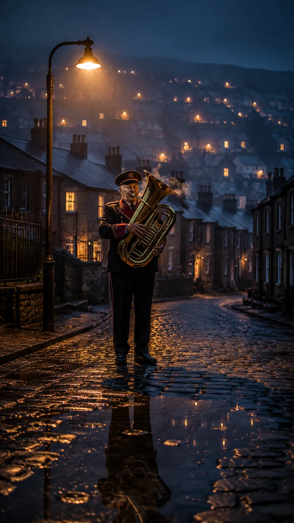 Welsh Brass Band Musician Coal Town Twilight